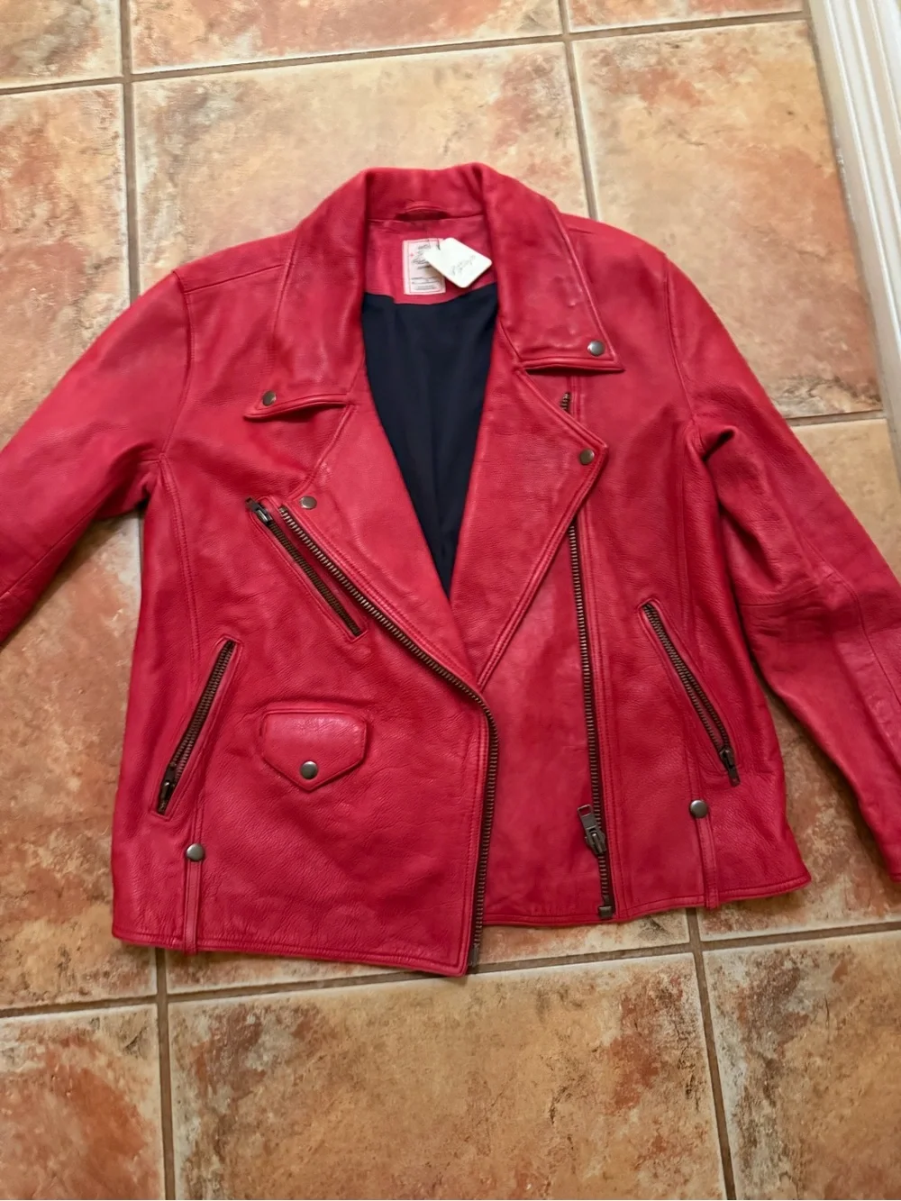 Free People S 100% Leather Jacket New with tag